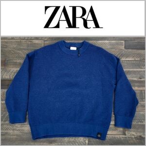 NWOT Zara Blue Crewneck Ribbed Thick Long Sleeve Top w Ribbed Cuffs Boys Size 8